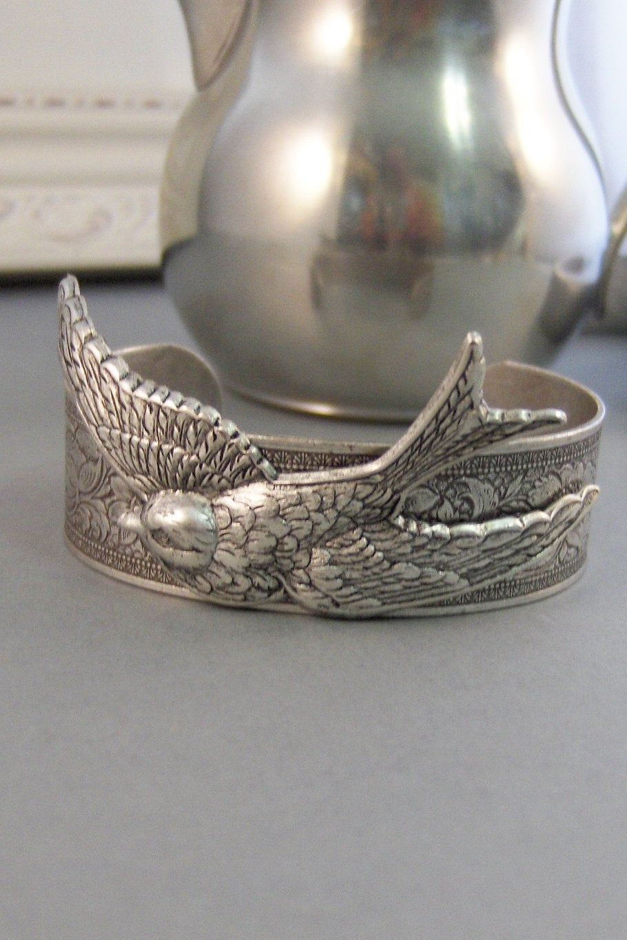 Sparrow Wing,Bracelet,Cuff,Silver Bracelet,Cuff Bracelet,Bracelet,Sparrow,Bird,Wedding,Bride.Handmade Jewelry by valleygirldesigns.