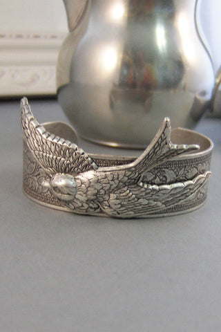 Sparrow Wing,Bracelet,Cuff,Silver Bracelet,Cuff Bracelet,Bracelet,Sparrow,Bird,Wedding,Bride.Handmade Jewelry by valleygirldesigns.