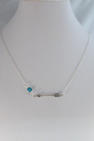 Sparkle Arrow,Necklace,Sterling Silver,Arrow,Arrow Necklace,Birthstone,Personalize,Sterling Silver,Bridesmaid Gift,April, valleygirldesigns.