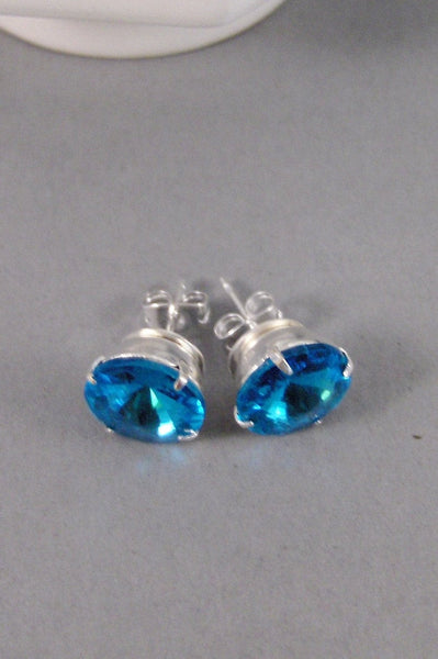 SALE/Blue Topaz Earrings,Vintage Earrings,Earrings,Aquamarine,,Blue Earrings,Zircon Earrings,Stud Earrings,Post Earrings.Valleygirldesigns