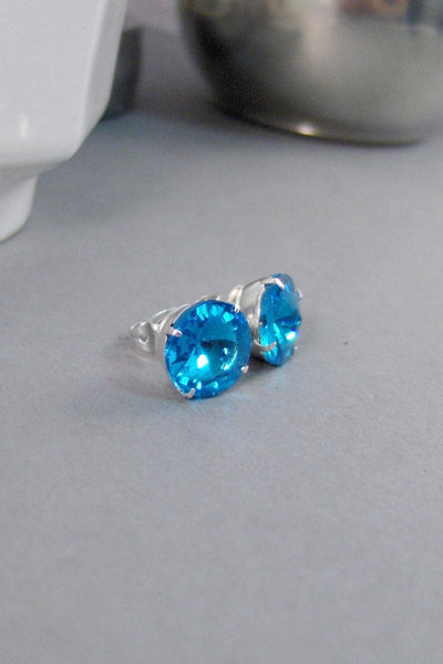 SALE/Blue Topaz Earrings,Vintage Earrings,Earrings,Aquamarine,,Blue Earrings,Zircon Earrings,Stud Earrings,Post Earrings.Valleygirldesigns