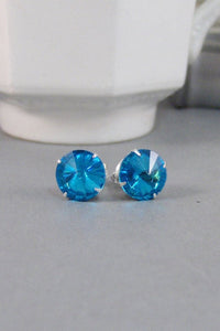 SALE/Blue Topaz Earrings,Vintage Earrings,Earrings,Aquamarine,,Blue Earrings,Zircon Earrings,Stud Earrings,Post Earrings.Valleygirldesigns