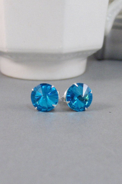 SALE/Blue Topaz Earrings,Vintage Earrings,Earrings,Aquamarine,,Blue Earrings,Zircon Earrings,Stud Earrings,Post Earrings.Valleygirldesigns