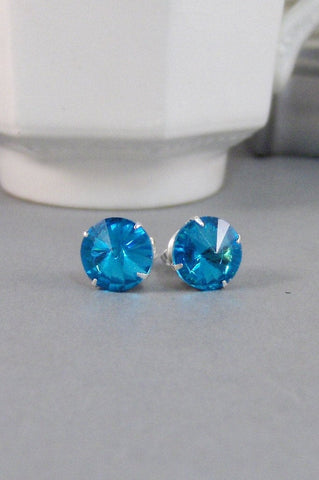 SALE/Blue Topaz Earrings,Vintage Earrings,Earrings,Aquamarine,,Blue Earrings,Zircon Earrings,Stud Earrings,Post Earrings.Valleygirldesigns