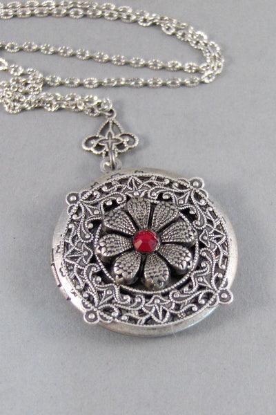 Victorian Aster,Locket,Silver Locket,Birthstone Necklace,Antique Locket,Birthstone Locket,Floral Necklace,Floral,Flower. valleygirldesigns.