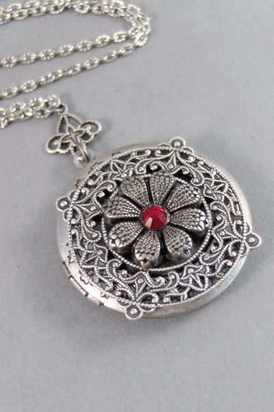 Victorian Aster,Locket,Silver Locket,Birthstone Necklace,Antique Locket,Birthstone Locket,Floral Necklace,Floral,Flower. valleygirldesigns.