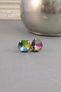 Vitral Earrings,Earrings,Silver Earrings,Vintage Earrings,Earrings,Blue Earrings,Rainbow Earring,Stud Earrings,Post Earrings.Valleygirldesig