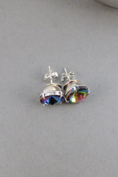 Vitral Earrings,Earrings,Silver Earrings,Vintage Earrings,Earrings,Blue Earrings,Rainbow Earring,Stud Earrings,Post Earrings.Valleygirldesig