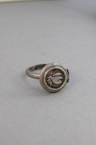 SALE Peace Dove,Locket Ring,Ring,Bird Ring,Antique Ring,Sparrow Ring,Spoon Ring,Bird,Woodland Ring,Wedding,Bridesmaid. By valleygirldesigns.