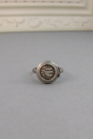 SALE Peace Dove,Locket Ring,Ring,Bird Ring,Antique Ring,Sparrow Ring,Spoon Ring,Bird,Woodland Ring,Wedding,Bridesmaid. By valleygirldesigns.