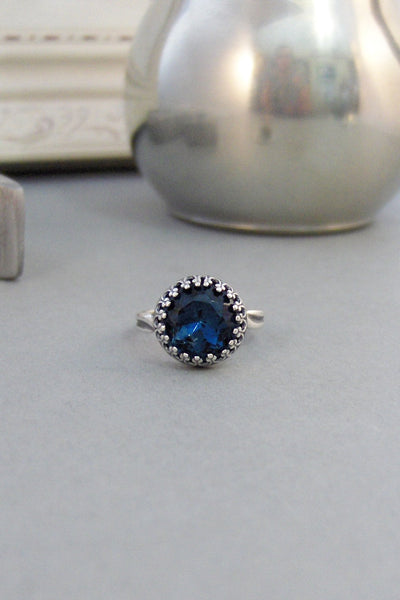 Vintage Sapphire,Ring,Silver,Sapphire Ring,Antique Ring,Blue Ring,Wrapped,Adjustable,Bridesmaid,Blue Stone,Birthstone. valleygirldesigns.