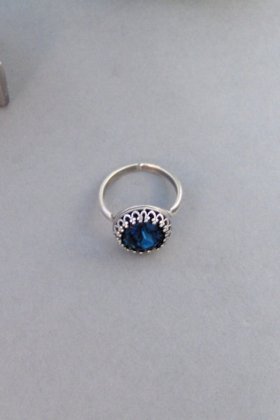 Vintage Sapphire,Ring,Silver,Sapphire Ring,Antique Ring,Blue Ring,Wrapped,Adjustable,Bridesmaid,Blue Stone,Birthstone. valleygirldesigns.