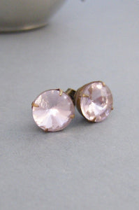 SALEPrincess Pink,Vintage Ring,Ring,Vintage Stone,Pink Stone,October,,Brass Earring,Vintage Earring,Earrings,Post Earrings.Valleygirldesigns