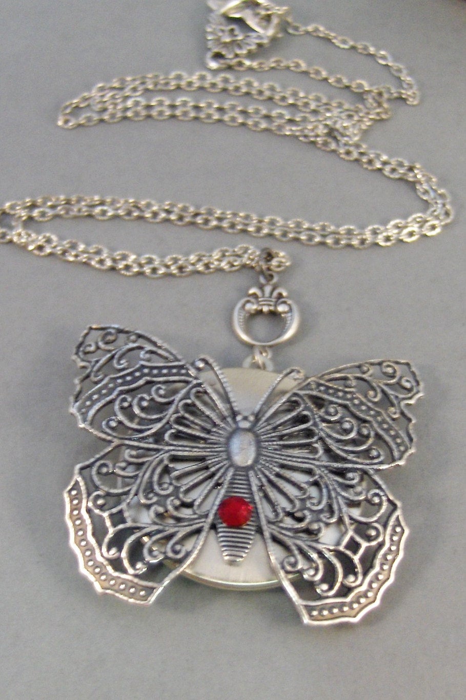Fluttered,Birthstone Locket,Butterfly Locket,Butterfly,Silver Locket,Butterfly Locket,Steampunk Locket,Birthstone, Locket.valleygirldesigns