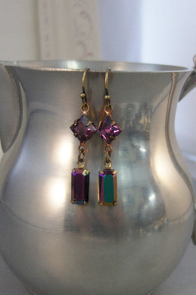 Amethyst Velvet,Earring,Vintage Earrings,Purple Stone,Vintage Stone,Vintage Amethyst,Amethyst Earrings,Purple Earring. Valleygirldesigns.