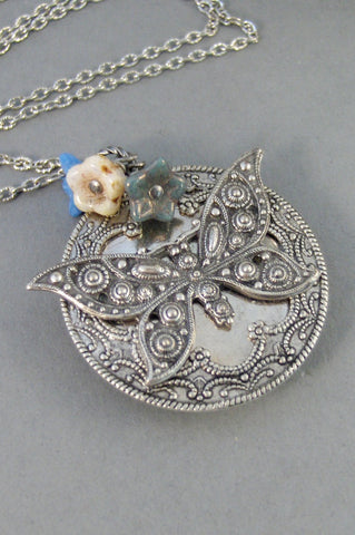 Gypsy Butterfly,Butterfly ,Locket,Locket,Butterfly,Silver Locket,Butterfly Locket,Steampunk Locket,Gypsy,Butterfly Locket.valleygirldesigns