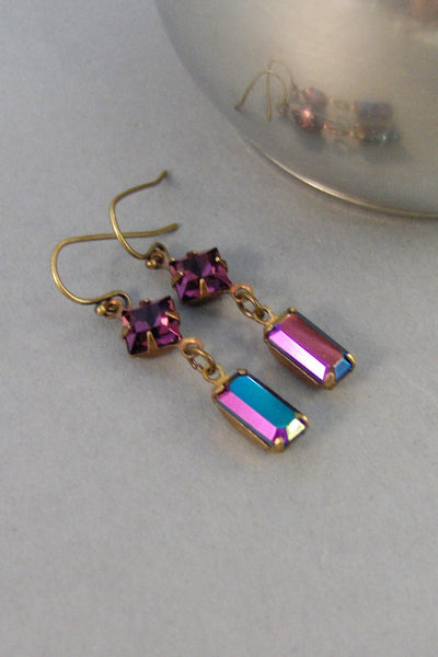 Amethyst Velvet,Earring,Vintage Earrings,Purple Stone,Vintage Stone,Vintage Amethyst,Amethyst Earrings,Purple Earring. Valleygirldesigns.