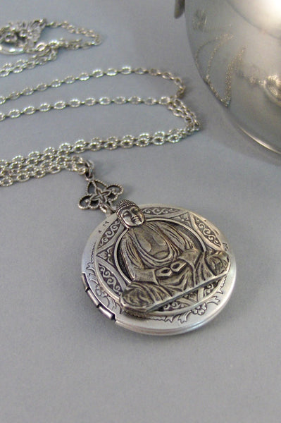 Buddha,Locket,Silver Locket,Locket,Necklace,Antique Locket,Buddha Necklace,Yoga,Mandala,Namaste,Spiritual Neckalce.valleygirldesigns.