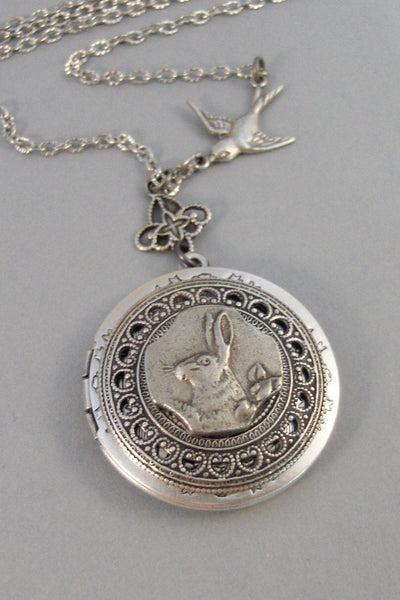 Little Rabbit,Rabbit Locket,Necklace,Bunny,Locket,Rabbit,Silver Locket, Locket, Antique,Woodland,Bunny,Easter, jewelry by valleygirldesigns