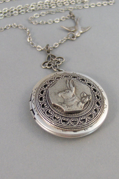 Little Rabbit,Rabbit Locket,Necklace,Bunny,Locket,Rabbit,Silver Locket, Locket, Antique,Woodland,Bunny,Easter, jewelry by valleygirldesigns