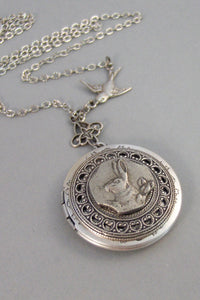 Little Rabbit,Rabbit Locket,Necklace,Bunny,Locket,Rabbit,Silver Locket, Locket, Antique,Woodland,Bunny,Easter, jewelry by valleygirldesigns