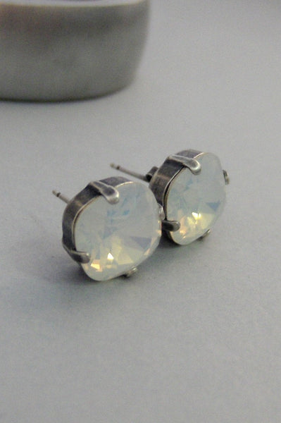 Under The Moon,Earring,Post Earring,Post,Stud,Moonstone Earrings,Opal Earrings,Opal,Moonstone,White Stone,October Birthsotnalleygirldesigns.