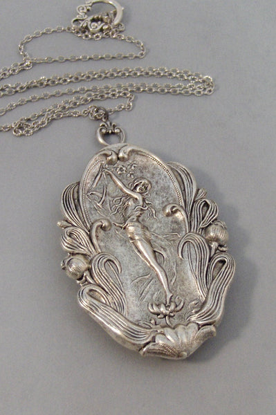 Flora,Goddess,Flowers,Necklace,Locket,Silver Locket,Girl,Goddess,Antique Locket,Night,Woodland,Jewelry,Goddess Locket, valleygirldesigns.