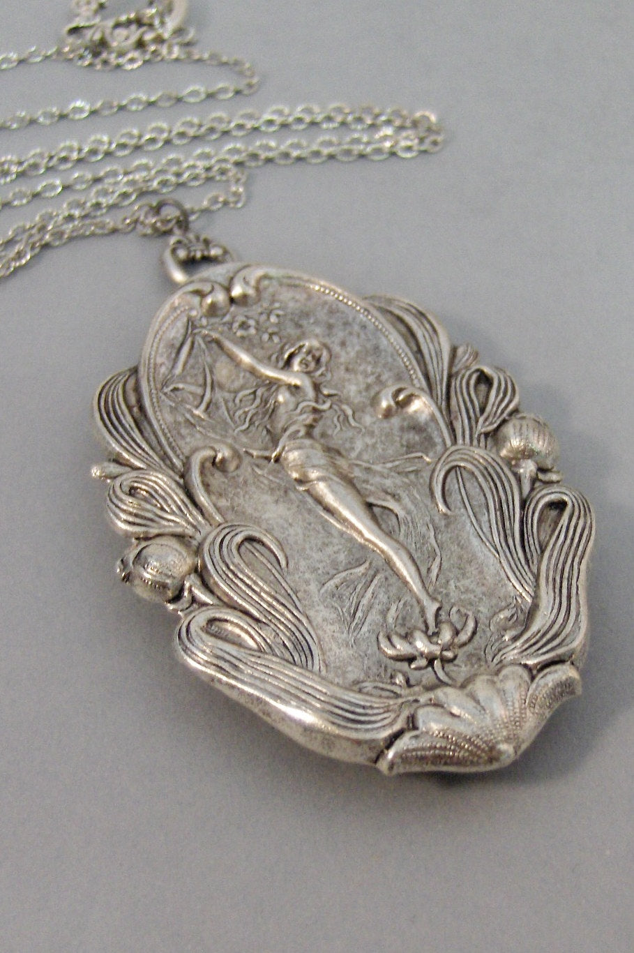 Flora,Goddess,Flowers,Necklace,Locket,Silver Locket,Girl,Goddess,Antique Locket,Night,Woodland,Jewelry,Goddess Locket, valleygirldesigns.