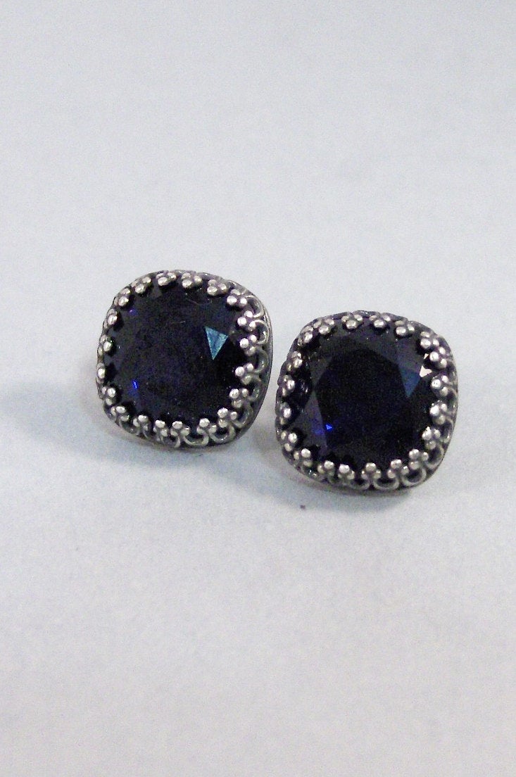 Ocean Sapphire,Earring,Post Earring,Post,Stud,Sapphire,Blue,Blue Stones Silver Earrings,Blue Topaz,Brithsotne,BrithstoneValleygirldesigns.