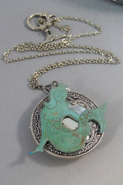 SALE  Mermaid Princess,Mermaid,Silver Locket,Locket,Necklace,Antique Locket,Summer,Gypsy,Mermaid Necklace,Mermaid Locket,Patina.