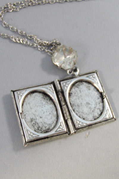 Stardust,Locket,Silver Locket,Moon,Star,Night,Goddess,Locket,Antique Locket,Vintage Locket,Book Locket,Diamond Necklace. valleygirldesigns.