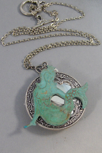 SALE  Mermaid Princess,Mermaid,Silver Locket,Locket,Necklace,Antique Locket,Summer,Gypsy,Mermaid Necklace,Mermaid Locket,Patina.