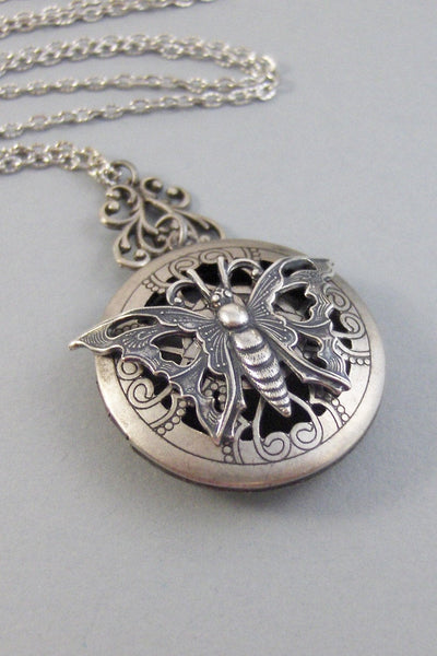 Scented Butterfly,Locket,Silver,Apothecary,Choose Your Scent,Butterfly Locket,Butterfly Neckalce,Lavender,Rose,Diffuser, valleygirldesigns.