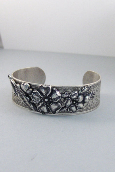 Autumn Bouquet,Cuff Bracelet, Bracelet,Cuff Bracelet,Bracelet,Silver,Antique Bracelet,Flower,Fall Bracelet,Autumn,Fall valleygirldesigns.