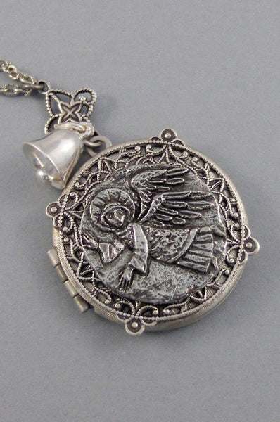 Angel's Bell,Locket,Silver Locket,Angel,Wing,Angel Locket,Angel Necklace,Bell Locket,Bell Necklace,Tiny Bell,Guardian, valleygirldesigns.