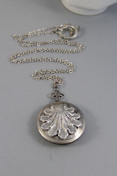 SALE Shell,Locket,Silver,Apothecary,Choose Your Scent,Lavender,Rose, Scent Locket,Bird,Shell Locket,Shell Necklace,valleygirldesigns.