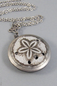 Scented Sandollar,Locket,Silver,Apothecary,Choose Scent,Sand Dollar,Dandollar, Scent Locket,Shell Locket,Shell Necklace,valleygirldesigns.