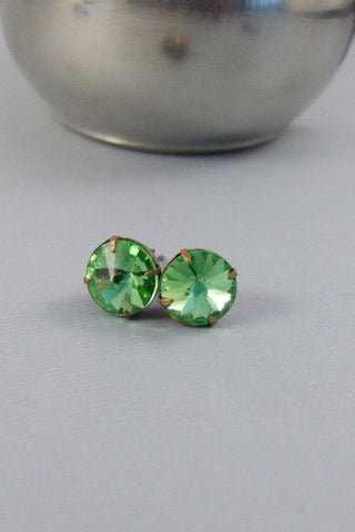 SALE Peridot,Vintage Ring,Ring,Vintage Stone,Green Stone,August,Green Earring,Brass Earring,Vintage Earring,Post Earrings.Valleygirldesigns