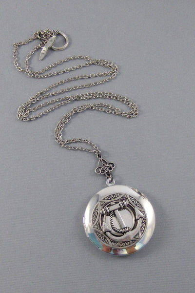 Sail Away,Anchor,Anchor Locket,Luck,Nautical Necklace,Silver Locket,Silver Necklace, Locket,Anchor,Ocean Locket,Water. valleygirldesigns.