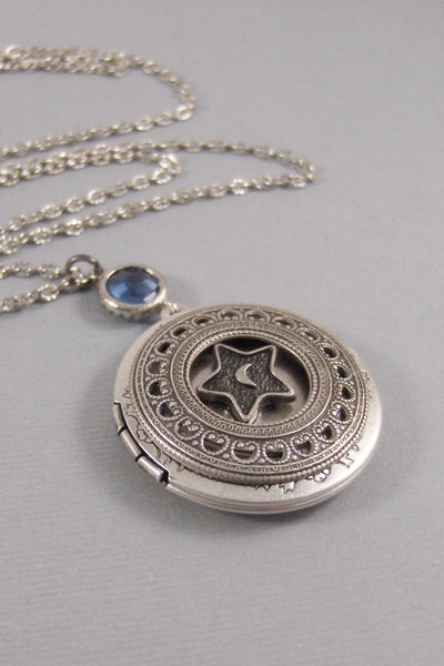 Constellation,Locket,Silver,Turquoise,Blue,Galaxy Necklace,Galaxy Locket,Sapphire,Sapphire Necklace,Star Locket,Star valleygirldesigns.