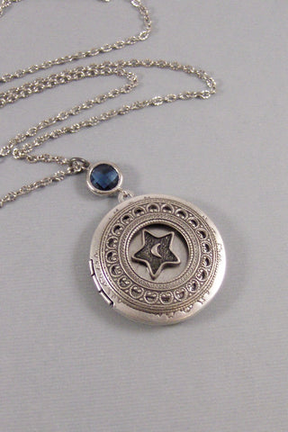 Constellation,Locket,Silver,Turquoise,Blue,Galaxy Necklace,Galaxy Locket,Sapphire,Sapphire Necklace,Star Locket,Star valleygirldesigns.