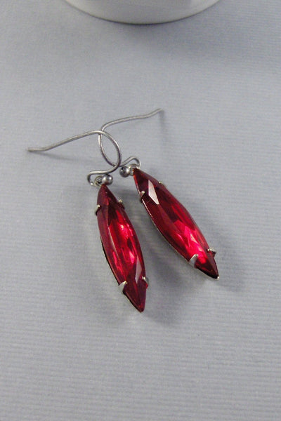 SALE Red Berries,Earring,Vintage Earrings,Ruby Earrings,Red,Rhinestone,Red Earring,Red Stone,Silver Earring,Vintage Earring valleygirldesign