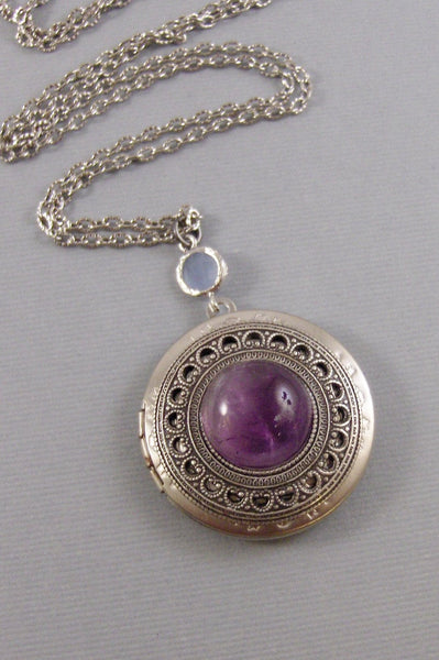 Woodland Amethyst,Amethyst,Locket,Antique Locket,Silver Locket,Purple Locket,Purple STone,Opal Locket,Opal Neckalce,Opal stone,October,,