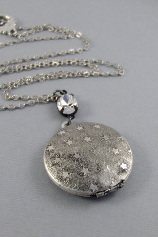 Star Bright,Locket,Antique Locket,Silver Locket,Diamond,Vintage,Star Locket,Star Necklace,Crystal Neckalce,Vintage NecklaceValleygirldesign