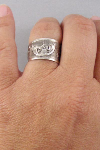Moon and Stars,Ring,Silver,Stars,Twilight,Ring,Antique Ring,Silver Ring,Moon,Wedding,Bridesmaid. Handmade jewelery by valleygirldesigns.