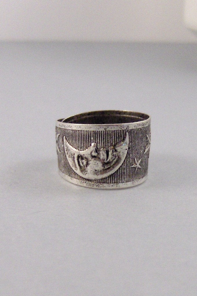 Moon and Stars,Ring,Silver,Stars,Twilight,Ring,Antique Ring,Silver Ring,Moon,Wedding,Bridesmaid. Handmade jewelery by valleygirldesigns.