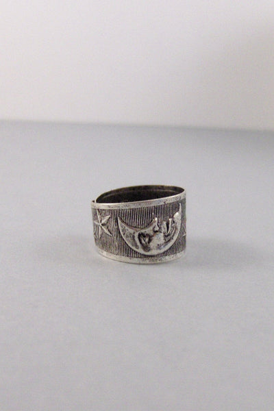 Moon and Stars,Ring,Silver,Stars,Twilight,Ring,Antique Ring,Silver Ring,Moon,Wedding,Bridesmaid. Handmade jewelery by valleygirldesigns.