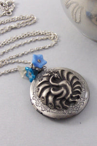 SALE Floral Peacock,Silver Locket,Antique Locket,Peacock,Peacock Necklace,Peacock Locket,Bird Necklace,Bird Locketvalleygirldesigns .
