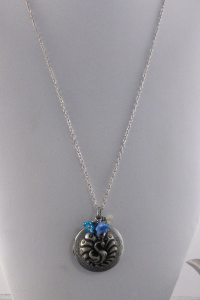 SALE Floral Peacock,Silver Locket,Antique Locket,Peacock,Peacock Necklace,Peacock Locket,Bird Necklace,Bird Locketvalleygirldesigns .
