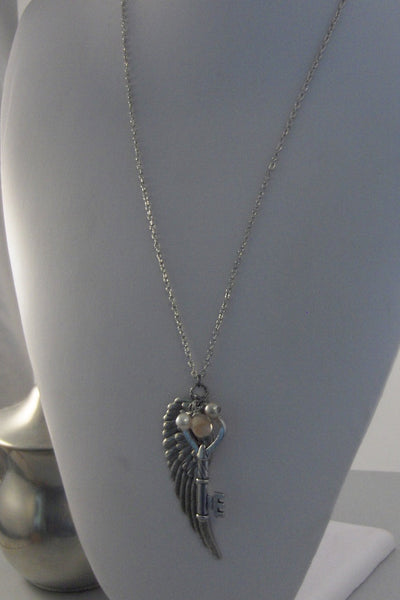 Haven,Necklace,Silver Necklace,Key,Angel,Angel Wing Necklace,Key Necklace,Key,Pearl,Pearl Necklace,Skeleton Key,Antique Keyvalleygirldesigns